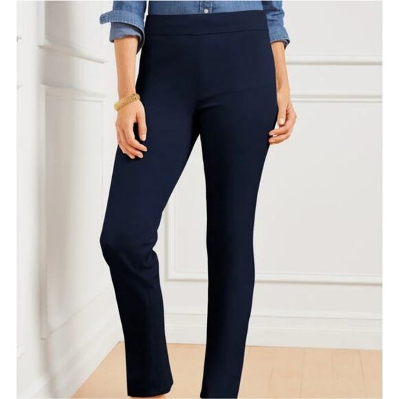 Talbots Chatham Ankle Pants 2P Petite Navy Blue, Flat Front, Side Zip, Career - Picture 1 of 5